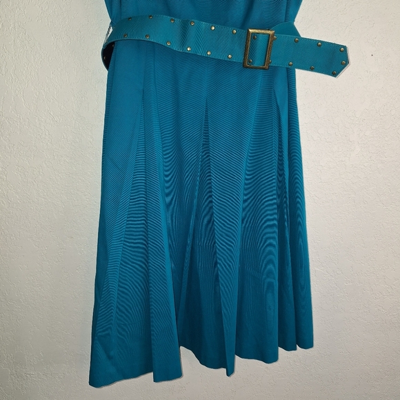 Peter Nygard Turquoise Belted Fit & Flare Dress Size 12 See Description - Picture 4 of 16